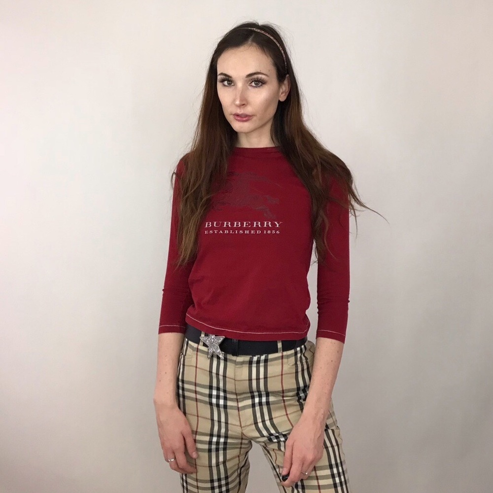 *SOLD* cranberry red burberry tee